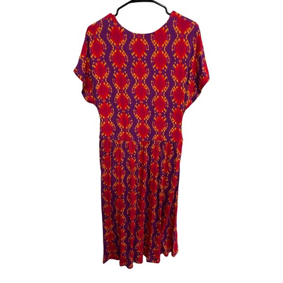 Soft Surroundings Womens Tie-Dye V-Neck Dress Red Purple Sz Large - Picture 2 of 8